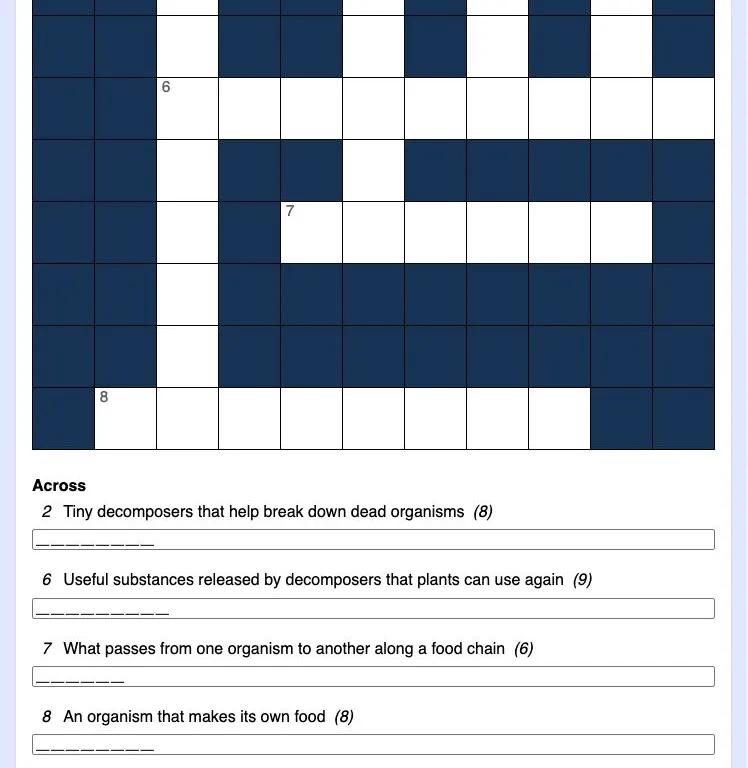 Turn a PDF reading into a classroom crossword