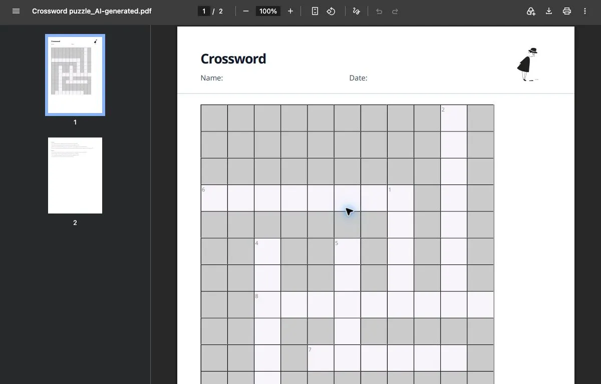 Create a classroom crossword from your own text