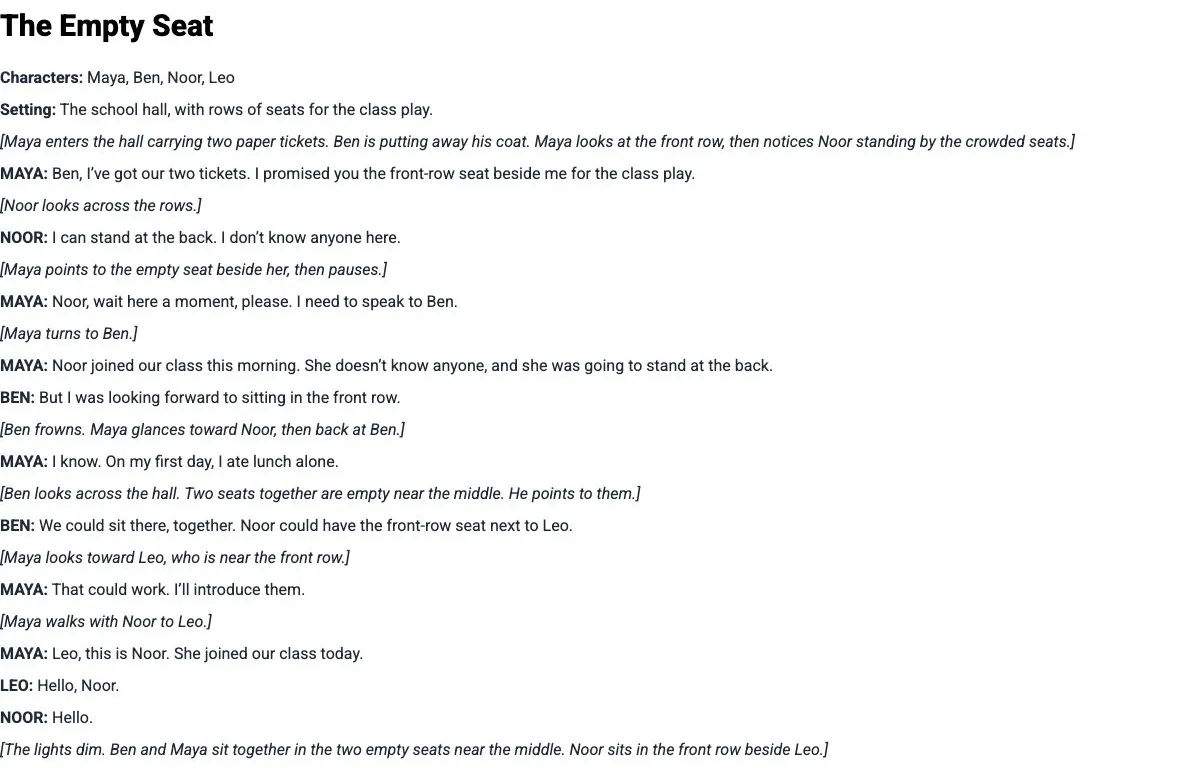 Turn a text into a classroom script: keep the story, change how it is told