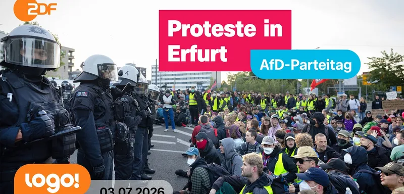 AfD-Parteitag in Erfurt: logo!-Reporterin Lara ist vor Ort | logo!-Nachrichten vom 04.07.26