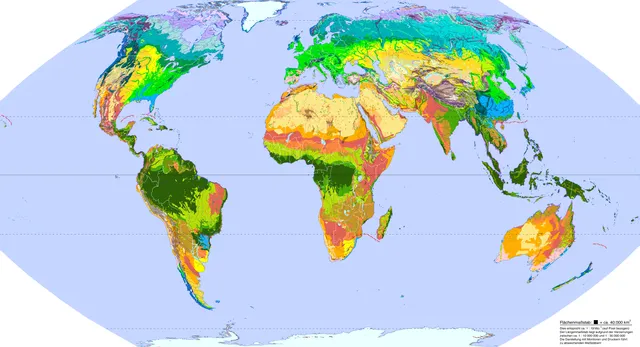 Vegetationszonen der Erde: ca. 30 Räume mit ähnlichem Pflanzenbewuchs