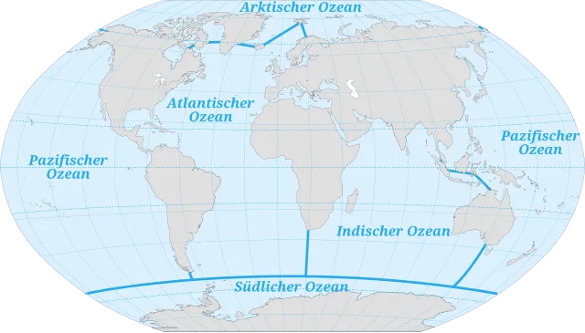 Weltkarte der Ozeane