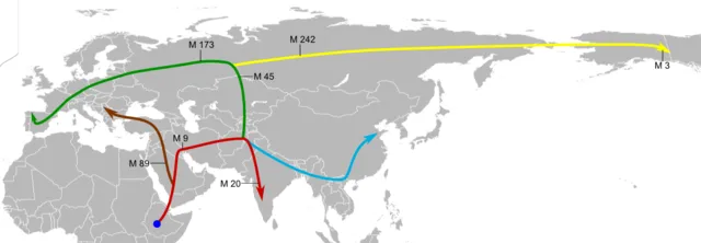 Theorie der Ausbreitung des Menschen in der zweiten Siedlungswelle ab etwa 50.000 Jahren vor heute