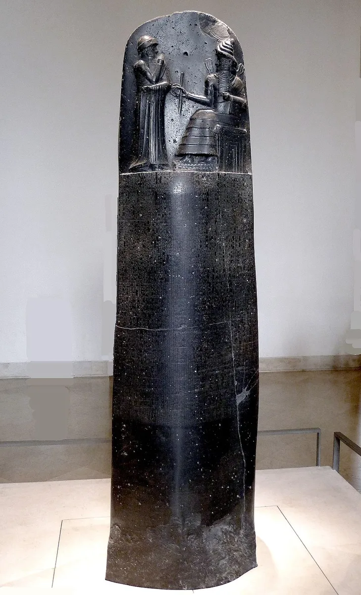 Stele mit dem Codex Hammurapi im Louvre, Rückseite - Entstehung etwa 1793 bis 1751 v. Chr. - Mesopotamien- Fundort Susa