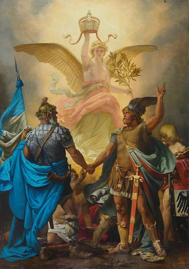 Anton von Werner: Victoria – Die Vereinigung von Nord- und Süddeutschland 1871, Allegorische Darstellung der Vereinigung der süddeutschen Staaten mit dem Norddeutschen Bund (Saarbrücker Rathauszyklus, 1880), Historisches Museum Saar