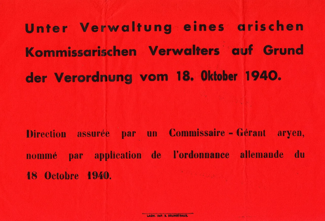Plakat: Unter arischer Verwaltung, Laon 1940