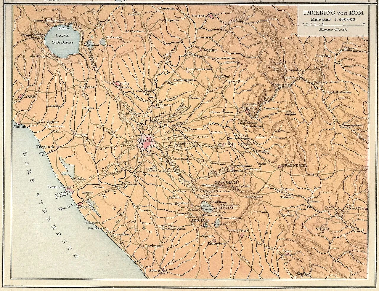 Umgebung von Rom im Altertum (Gustav Droysen: Allgemeiner Historischer Handatlas, 1886)