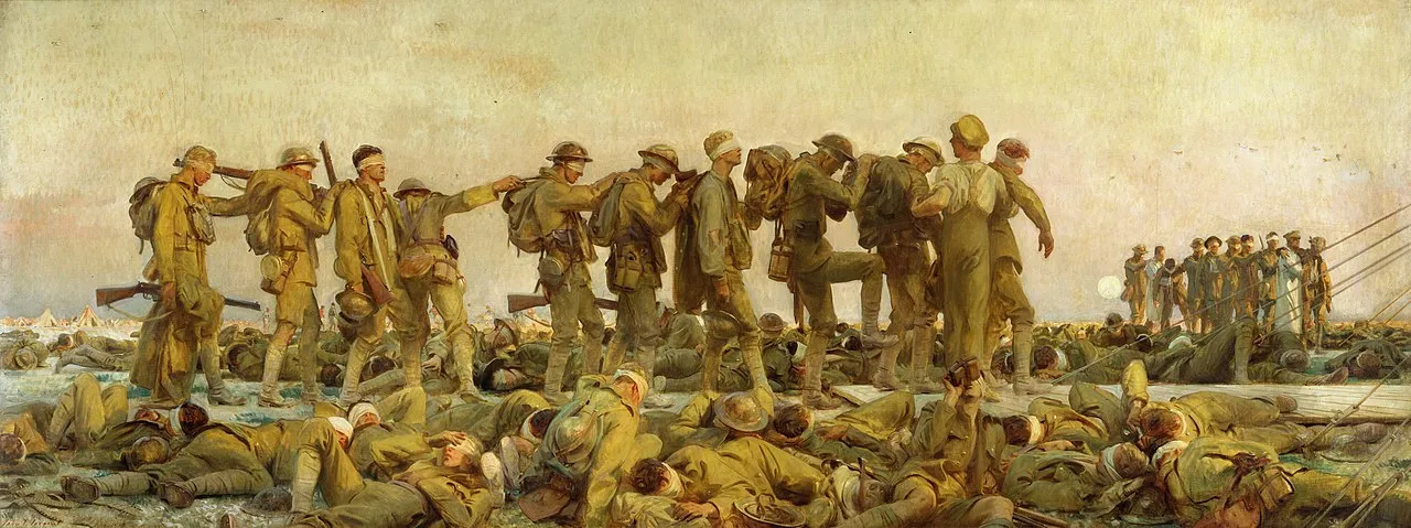 Opfer eines Gasangriffs auf dem Gemälde Gassed  von John Singer Sargent