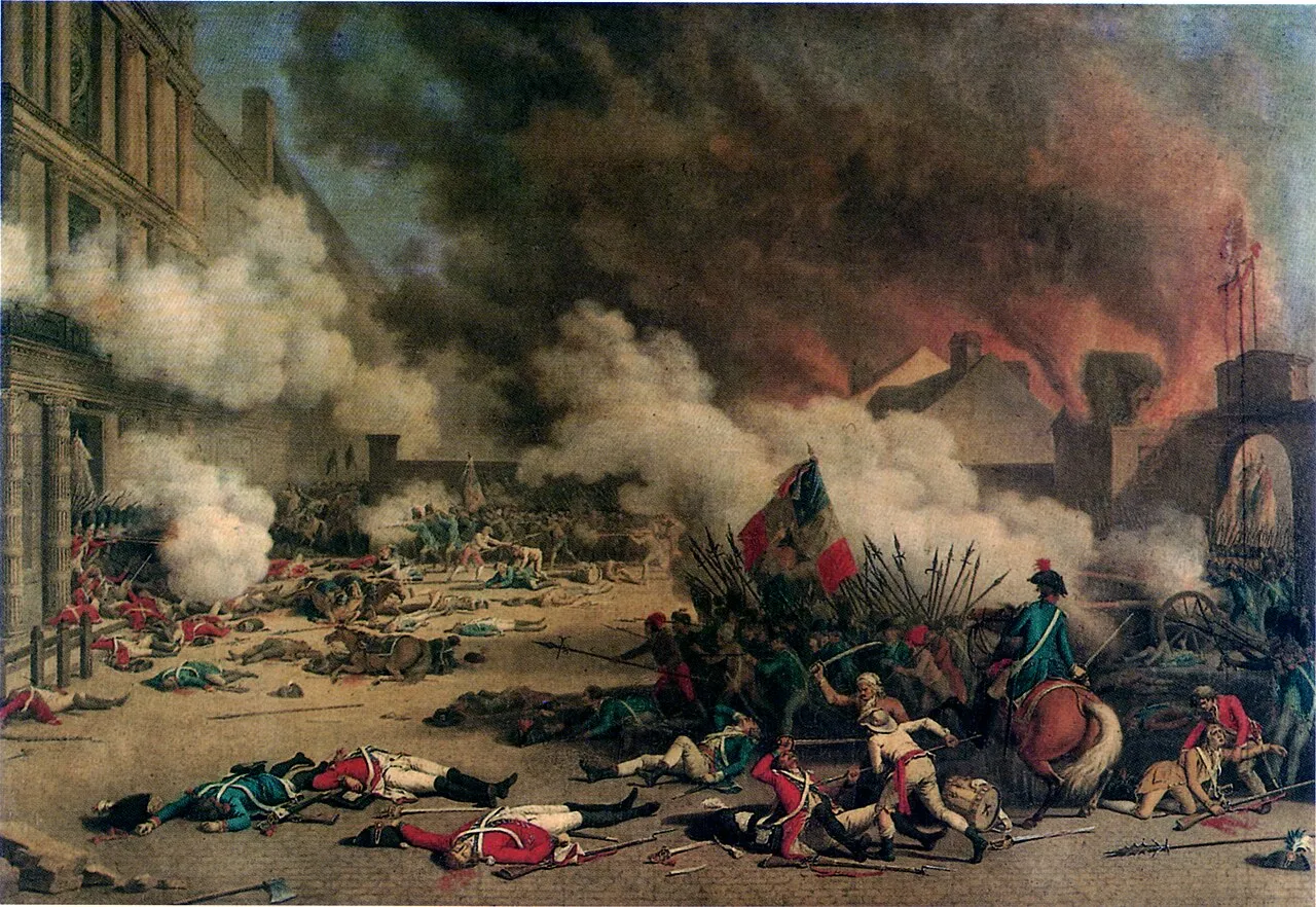 Der Sturm auf die Tuilerien am 10. August 1792. Gemälde von Jean Duplessis-Bertaux, 1793.