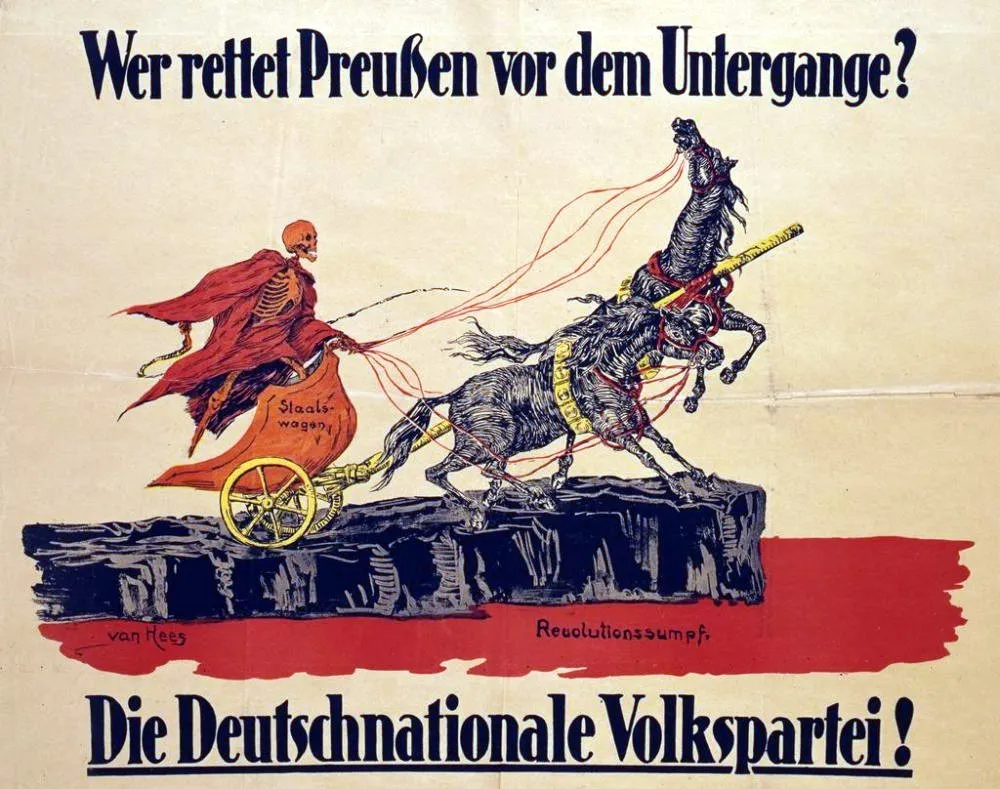 "Wer rettet Preußen vor dem Untergange?" - Gustav Adolf van Hees - Wahlplakat der DNVP im Wahlkampf 1919