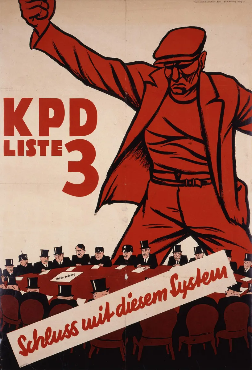 "Schluss mit diesem System" - Wahlplakat der KPD 1932 - Grafik von Viktor Deni