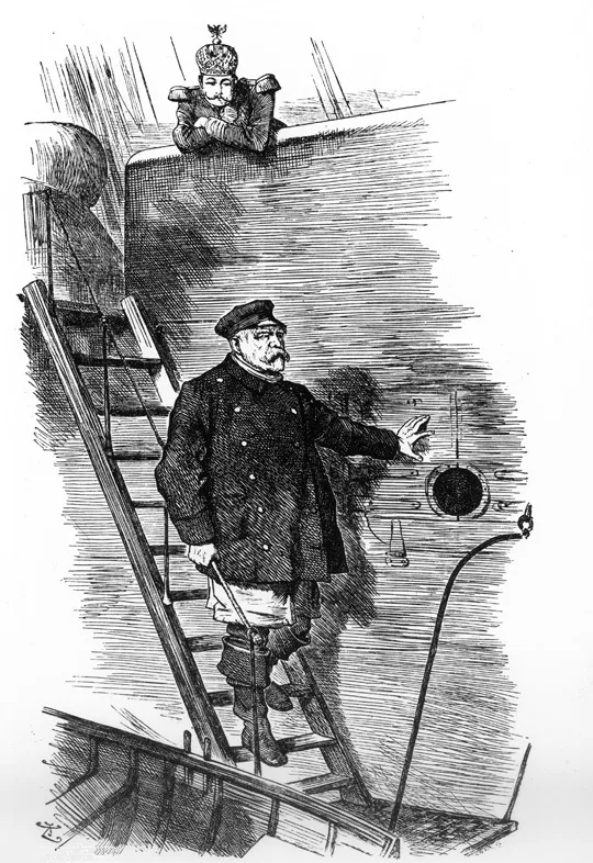 "Der Lotse geht von Bord" (Original Titel: "Dropping the Pilot" - Karikatur zu Bismarcks Rücktritt von Sir John Tenniel (1820-1914), veröffentlicht im britischen Magazin Punch, 29 März 1890. 