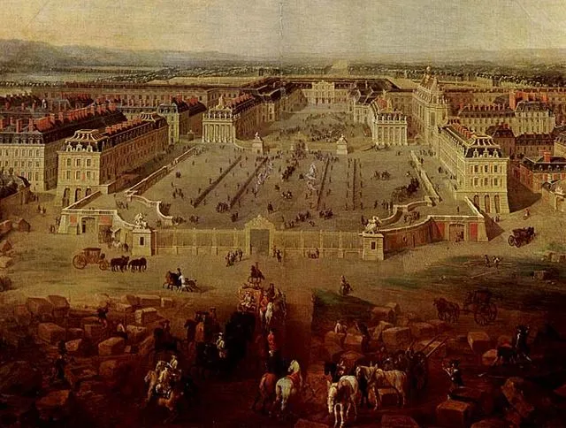 Das Schloss Versailles im Jahr 1722, zum Ende von Ludwigs Herrschaft, Gemälde von Pierre Denis Martin