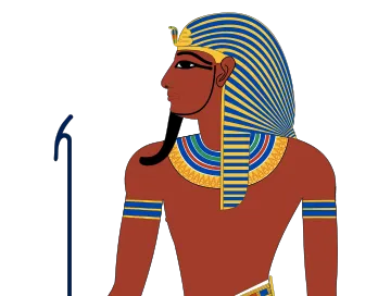 Pharao mit Nemes-Kopftuch, Kinnbart, Pektoral und Was-Zepter - Jeff Dahl - 2016 - Wikimedia Commons