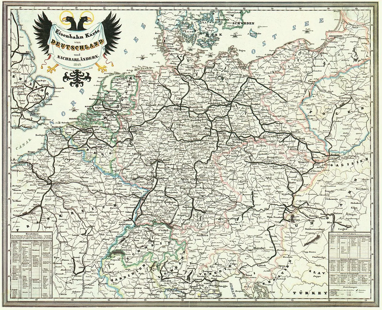 Streckennetz 1849