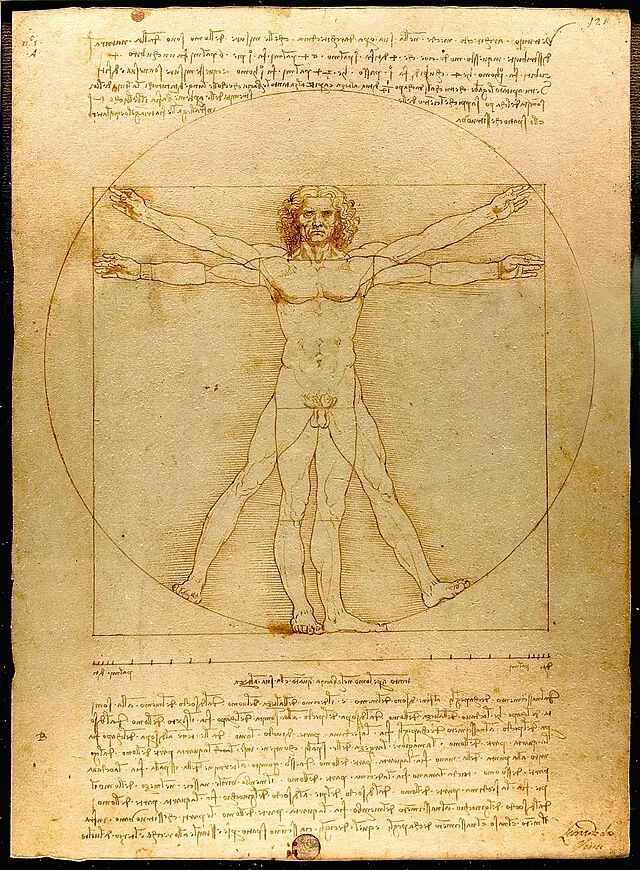 Darstellung des Vitruvianischen Menschen, Leonardo da Vinci (1492)