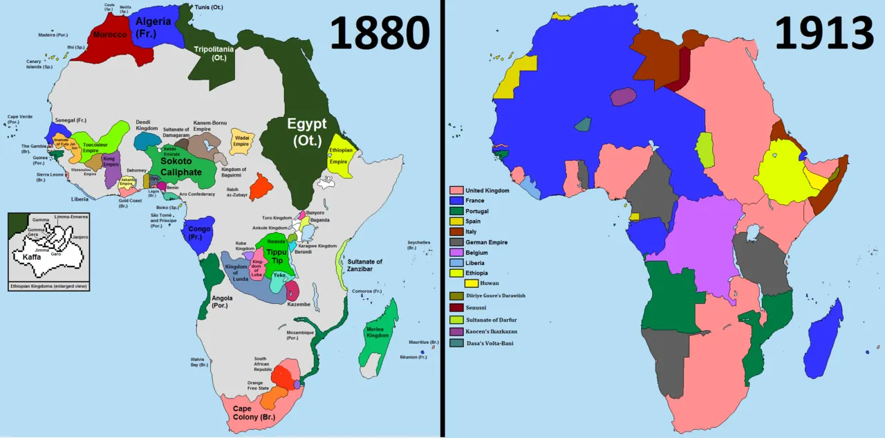 Änderungen der politischen Landkarte Afrikas von 1880 bis 1913