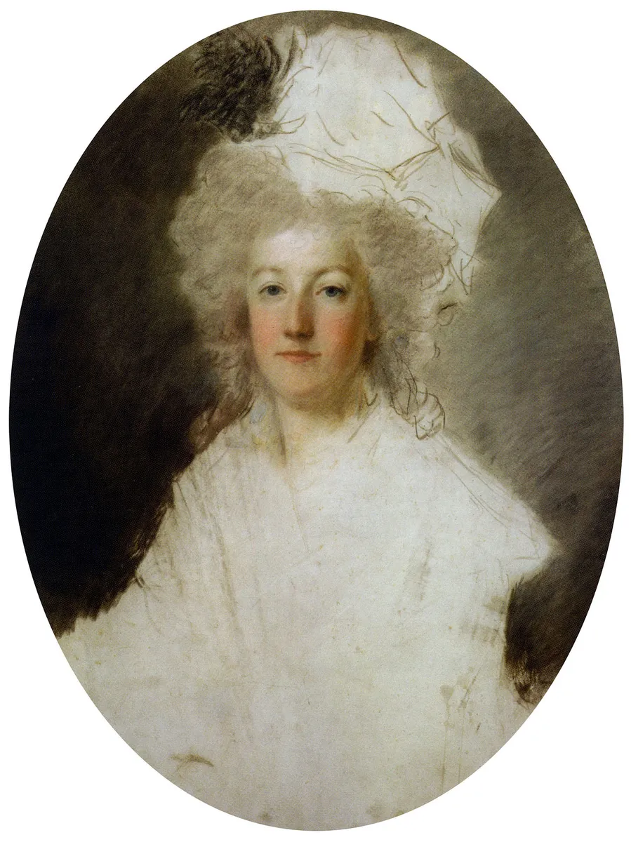 Bei Hofe treibende Kraft der Gegenrevolution: Marie Antoinette 1792, unvollendetes Pastell von Alexander Kucharski