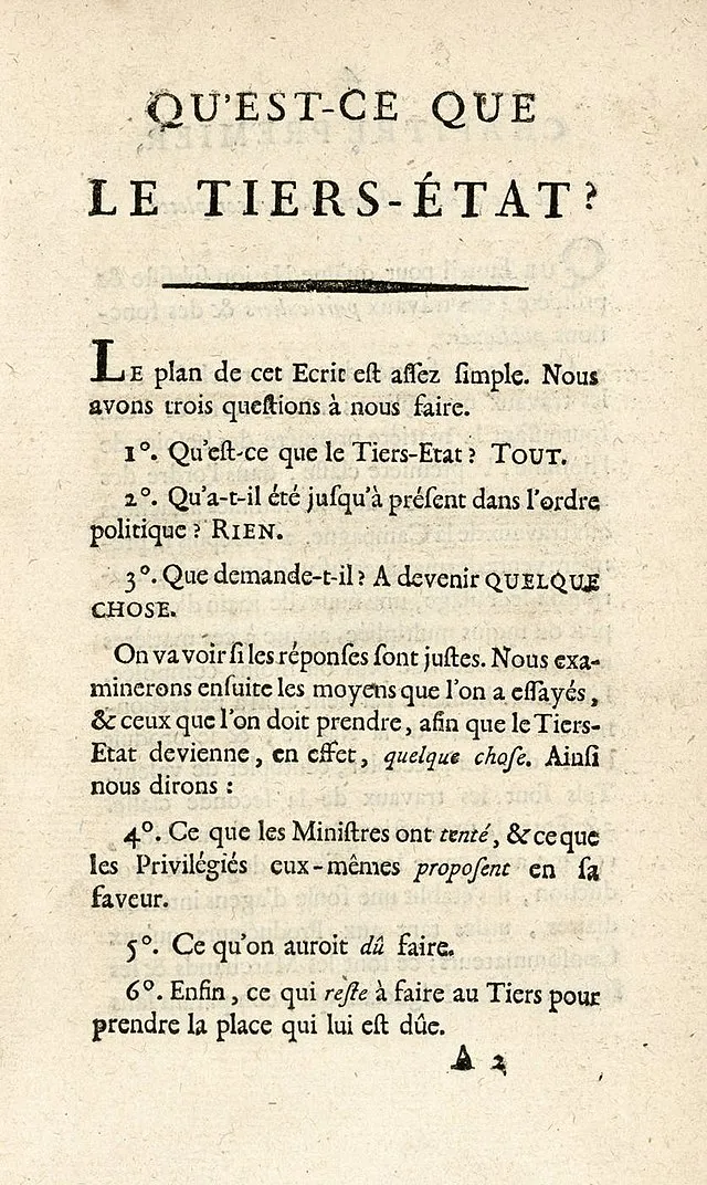Sieyès Pamphlet aus dem Jahr 1789