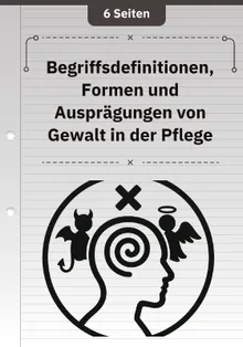 Begriffsdefinitionen, Formen und Ausprägungen von Gewalt in der Pflege