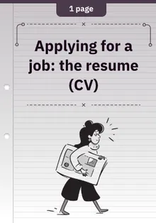 Applying for a job: the resume (CV)