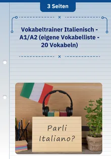 Vokabeltrainer Italienisch - A1/A2 (eigene Vokabelliste - 20 Vokabeln) 