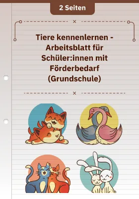 Tiere kennenlernen - Arbeitsblatt für Schüler:innen mit Förderbedarf (Grundschule)