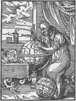 Der Astronomus (1568) von Jost Amman, wahrscheinlich den Nürnberger Arzt, Humanisten und Astronomen Melchior Ayrer darstellend.