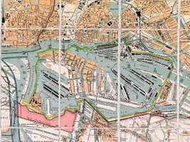 Grenzen des Freihafengebiets um 1900 (hellgrün), später nach Westen (Waltershof, Altenwerder) erweitert.
