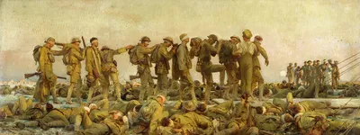 Opfer eines Gasangriffs auf dem Gemälde Gassed  von John Singer Sargent