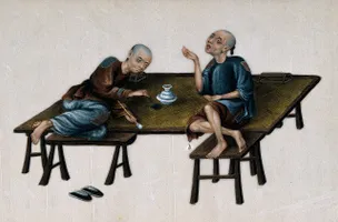 Künstlerische Darstellung verarmter Opiumraucher im 19. Jahrhundert