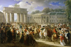 Einzug Napoleons in Berlin am 27. Oktober 1806 (Historiengemälde von Charles Meynier, 1810)