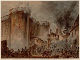 Der Sturm auf die Bastille am 14. Juli 1789. Gemälde von Bernard-René Jordan de Launay, 1789