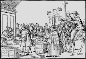 Ablasshandel (Holzschnitt um 1510)