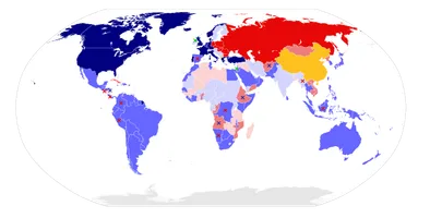 Bündnisse im Jahr 1980﻿ NATO-Mitglieder﻿ NATO-Verbündete﻿ Warschauer-Pakt-Mitglieder﻿ sozialistische Verbündete des Warschauer Pakts﻿ sonstige Verbündete des Warschauer Pakts﻿ VR China und VR Albanien﻿ Blockfreie Staaten× antikommunistische Aufstände× prokommunistische Aufstände× andere Konflikte