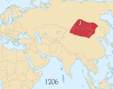 Die Mongolen-Reiche unter Dschingis Khan (ab 1206 bis 1227) und seinen Erben:﻿Mongolisches ReichAb 1260:﻿Gebiet der Goldenen Horde (Süd-Russland)﻿Tschagatai-Khanat (Zentralasien)﻿Bereich der Ilchane (Persien)﻿Reich der Yuan-Dynastie (China)