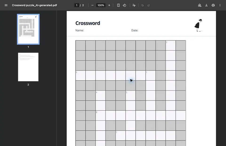 Create a classroom crossword from your own text