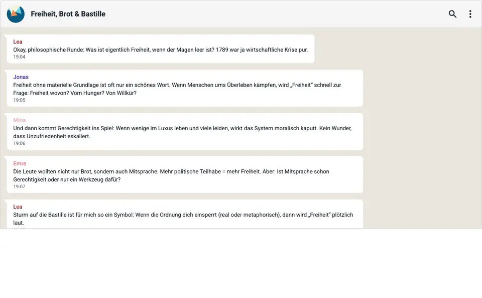 Einen Chat für den Unterricht erstellen: vom Sachtext zur Diskussion