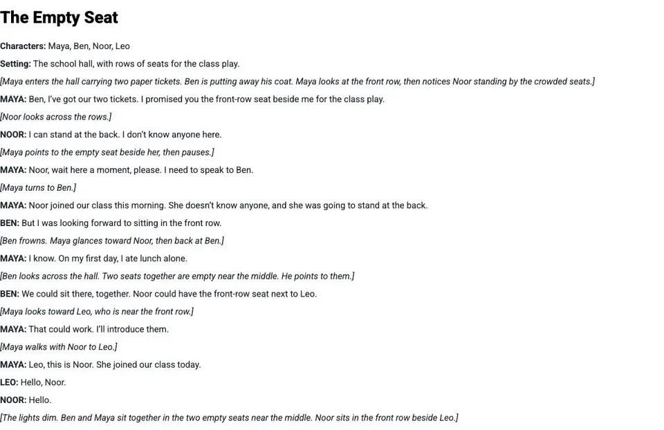 Turn a text into a classroom script: keep the story, change how it is told