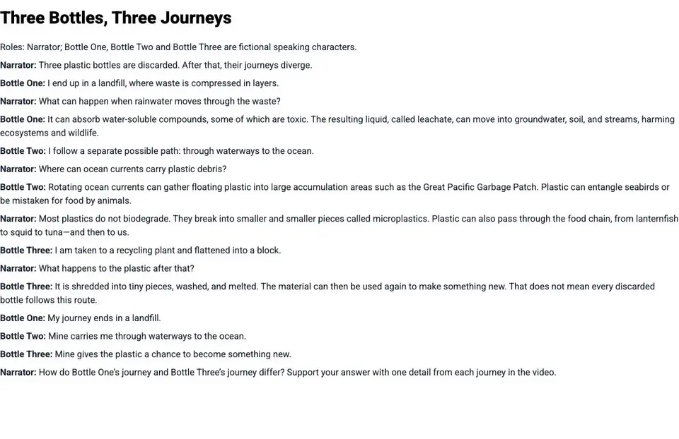 Turn a YouTube video into a classroom script for post-viewing discussion